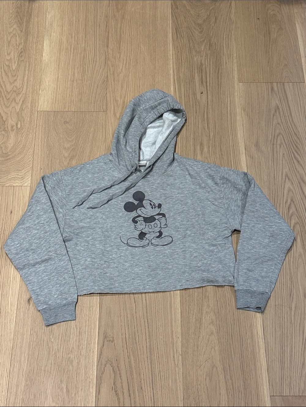 Disney Gray Cropped Mickey Mouse Hoodie